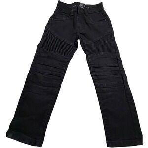 Steve's Jeans Boys Black Moto Denim Pants Ribbed Biker Jeans Size 4